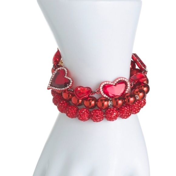 Pave Heart Flex Multi Link Bracelet - Betsey Johnson - Picture 5 of 5